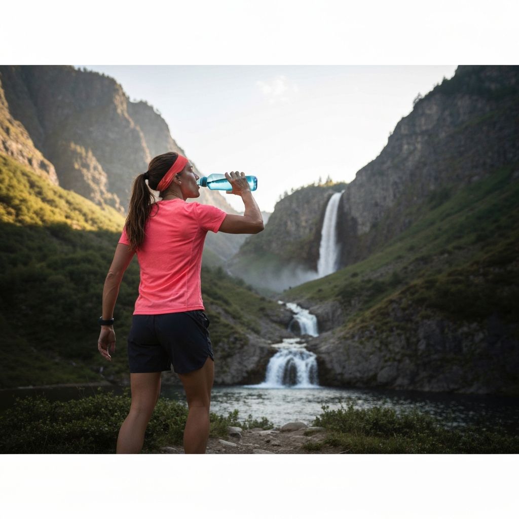 Person drinking water during activity